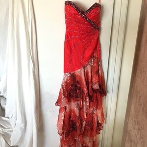 Hot long beaded ruffle gown. Beautiful piece party